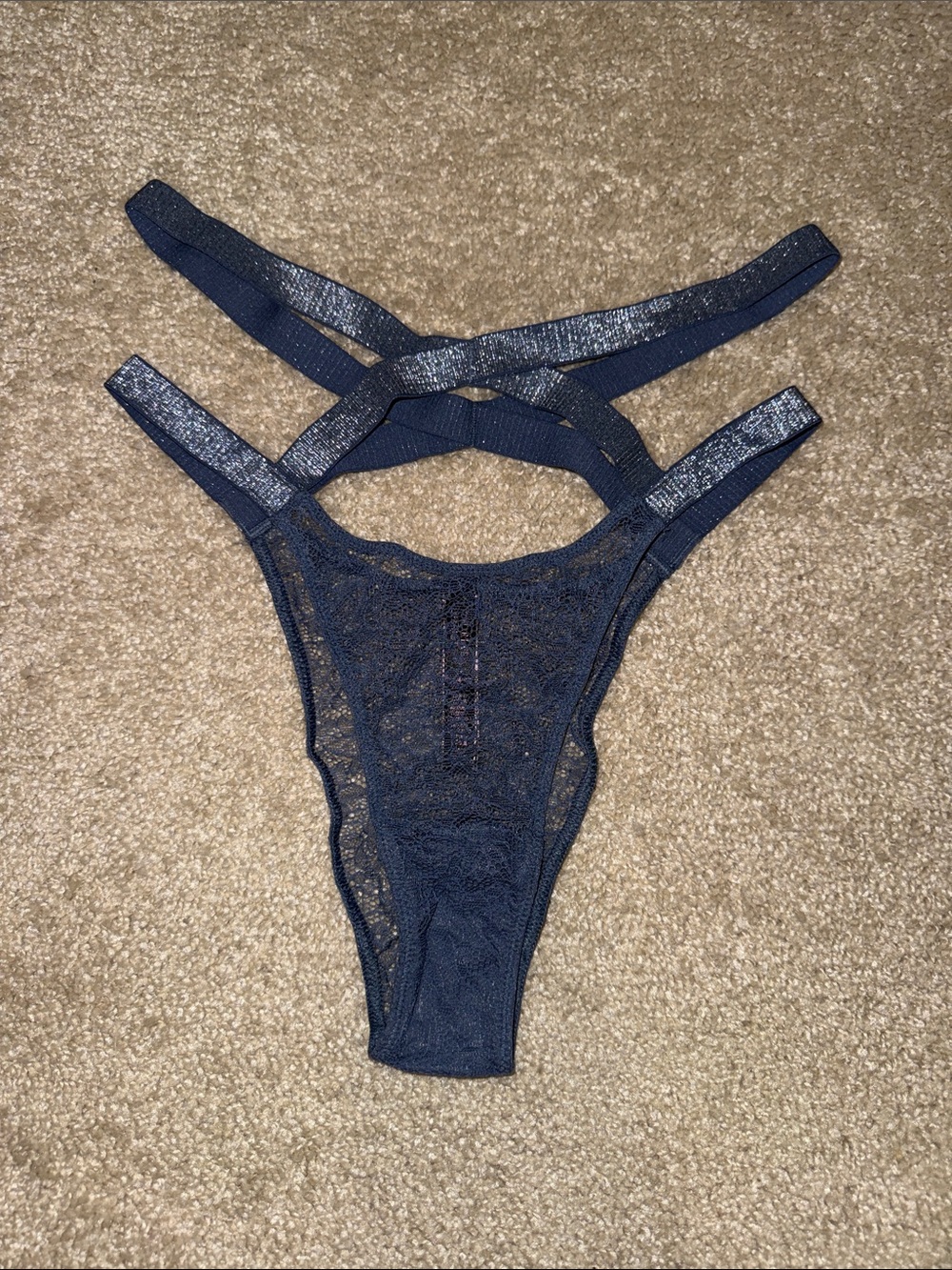 Victoria's Secret Navy Lace Strappy Thong